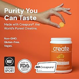 Create Creatine Monohydrate Gummies for Men & Women, Boost Focus, Strength, and Endurance, Anti-Melting Formula, Vegan, Gluten-Free, Non-GMO, 1.5g of Creatine per Gummy (Orange)