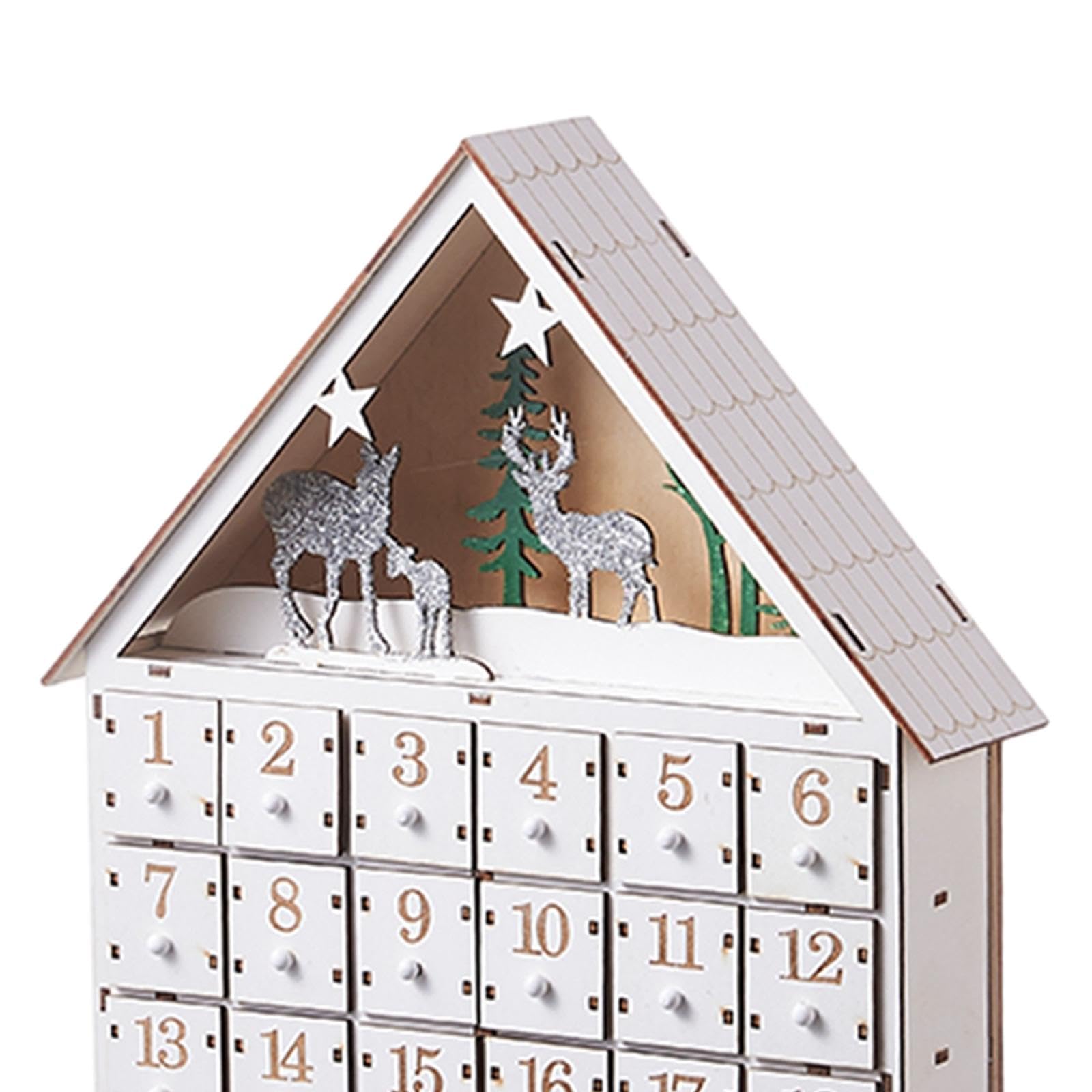 Calendario de Adviento de Navidad con cajones de 24 días, artesanía para fiesta de Navidad, tamaño S