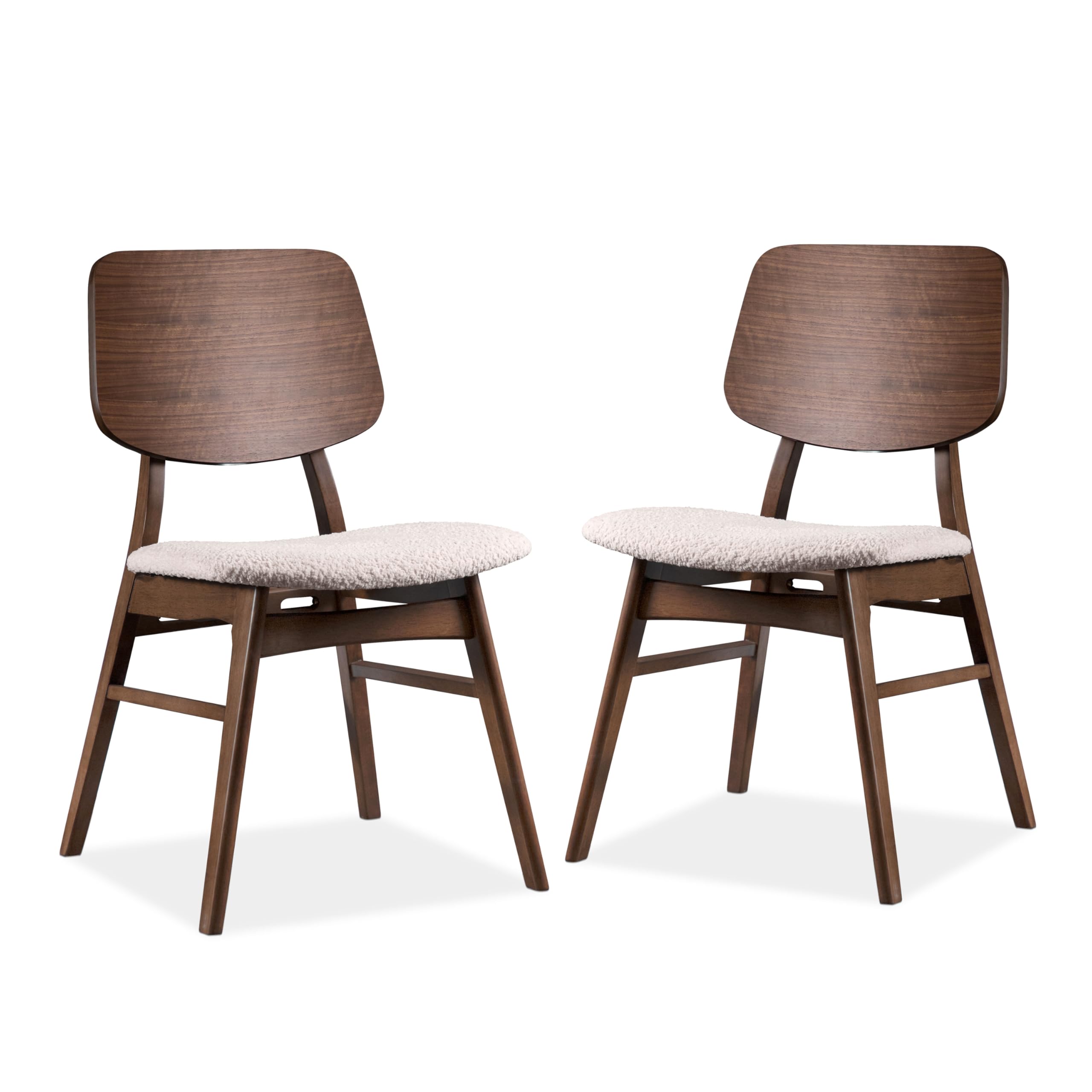 Furniture of America Manfred Mid-Century Modern Solid Wood Dining Chairs Set of 2, Comfortable Upholstered Seating for Home, Kitchen, Living Room,