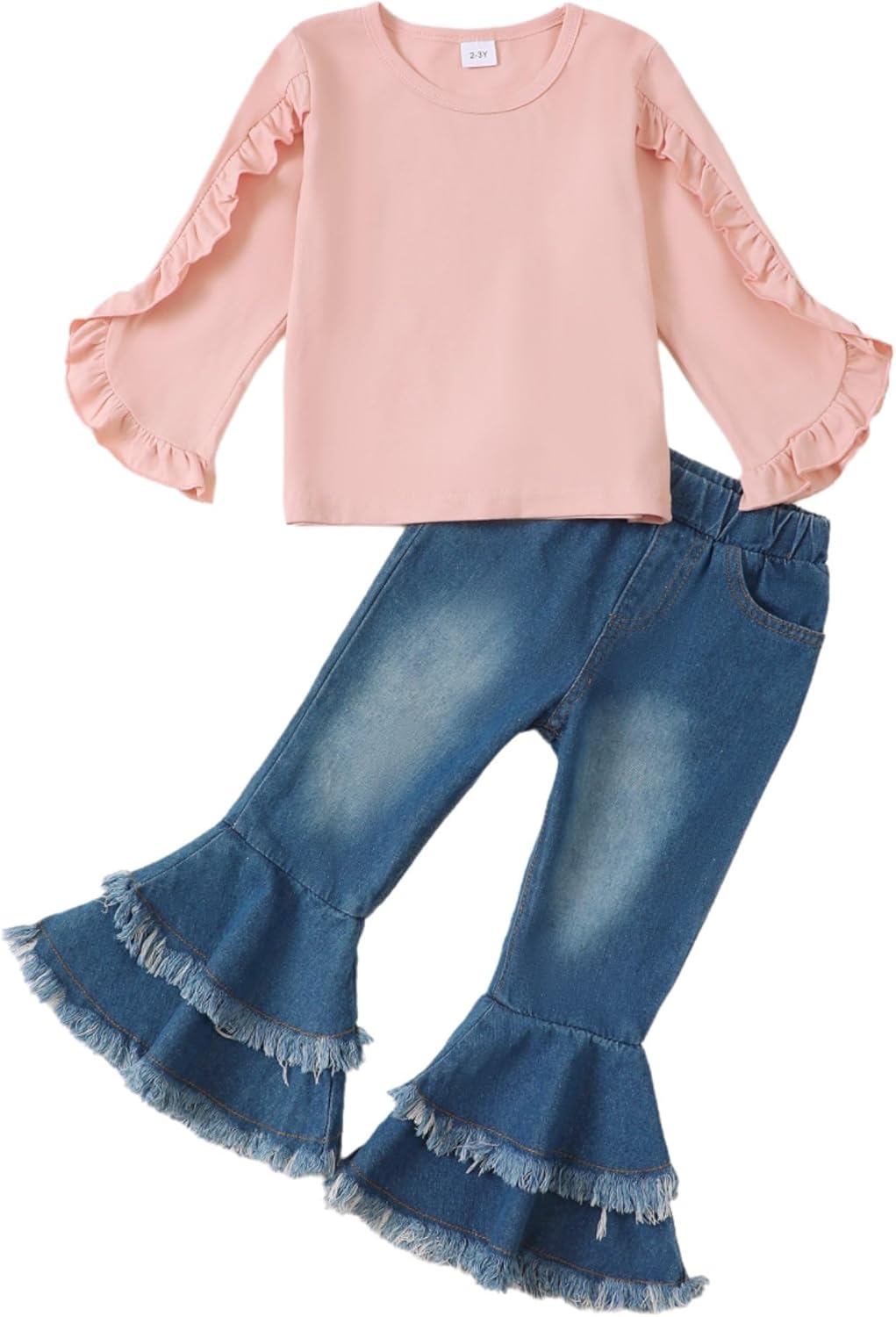 Little Girls Clothes 2 Piece Outfit Kids Long Sleeve T Shirt Pant Set Cute Fall Winter Outfits for Girl Age 4-8