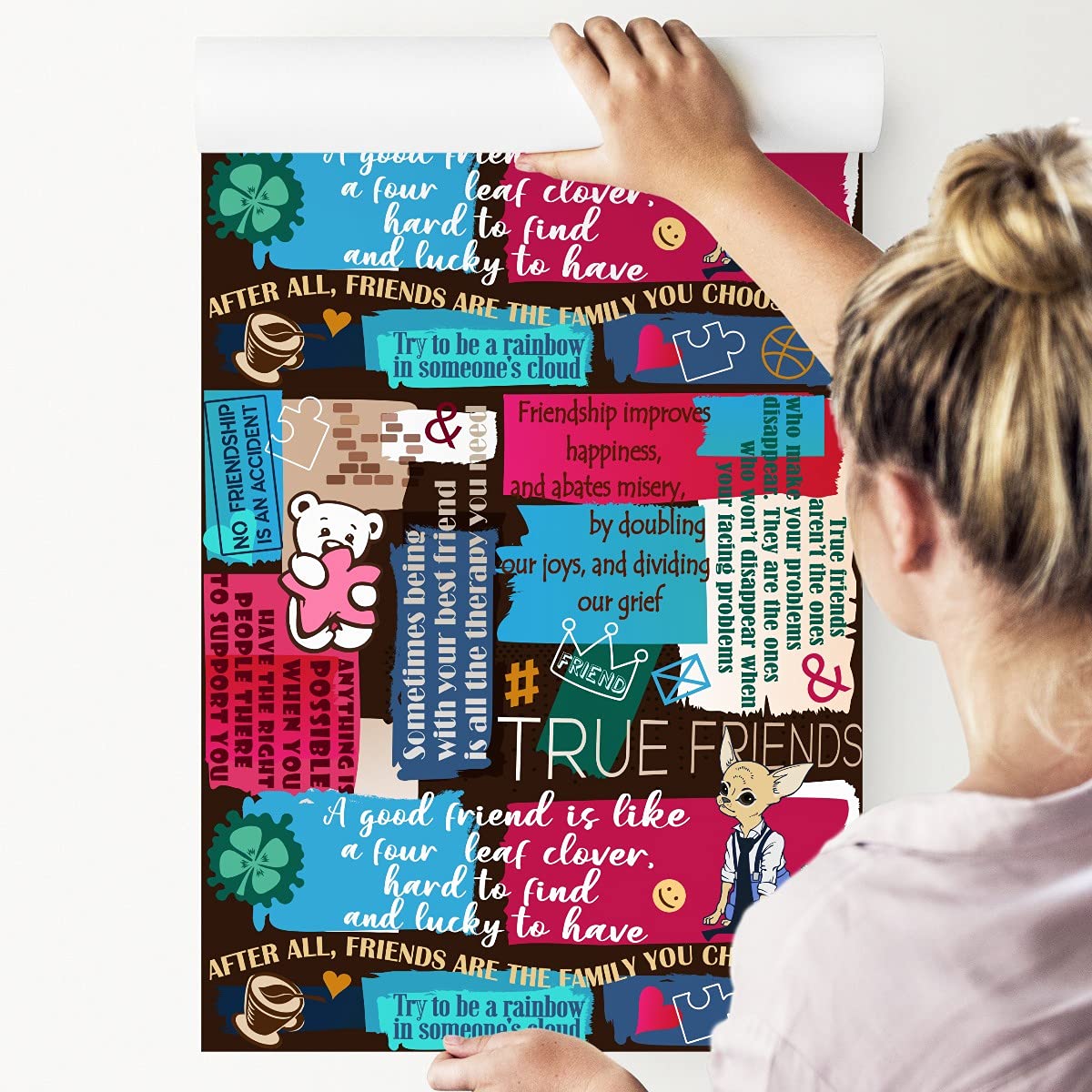 Muralo Papier Peint Auto-adhésif Mosaïque Cœurs Couronnes - 10m x 50 cm