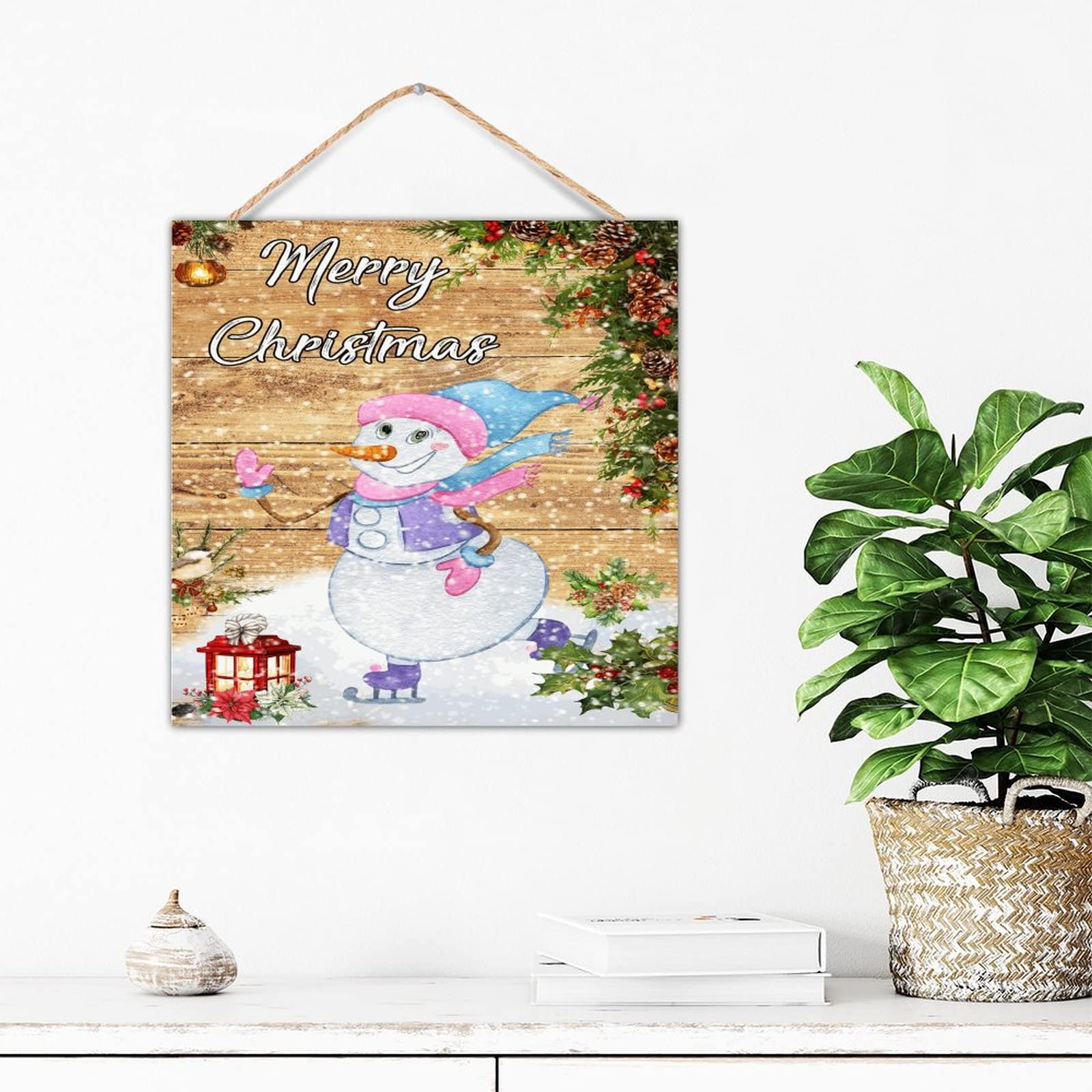 Décoration murale en bois de Noël pour étagère et cabine chaleureuse 30cm