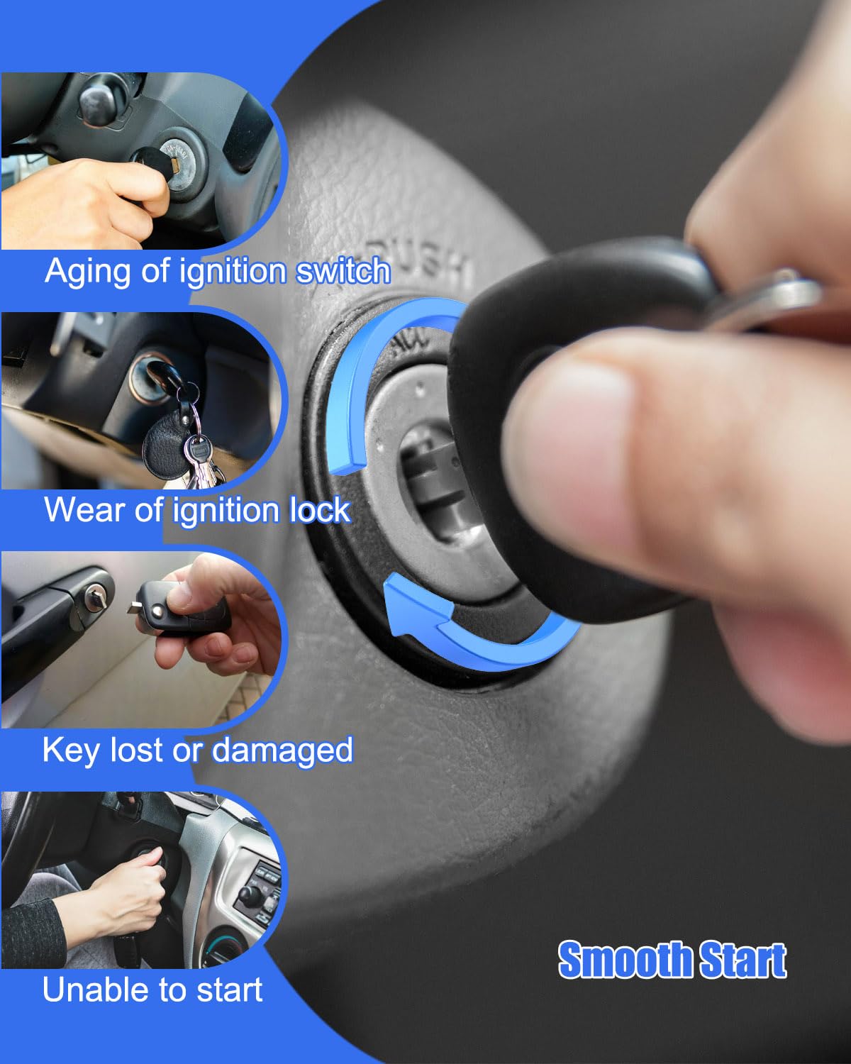 Ignition Lock Switch Assembly with 2 Keys Replace 81910-B2100, Ignition Switch Housing and Lock Cylinder Fits for Kia Soul Soul EV 2014-2019