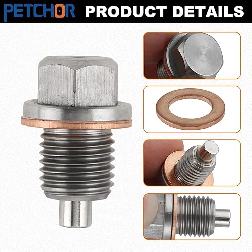 Miniatura 10 de M12.1-0.059 x 0.591 in Tapón de drenaje de aceite de gran tamaño, kit de reparación de rosca de bandeja de aceite autorroscante de acero inoxidable,