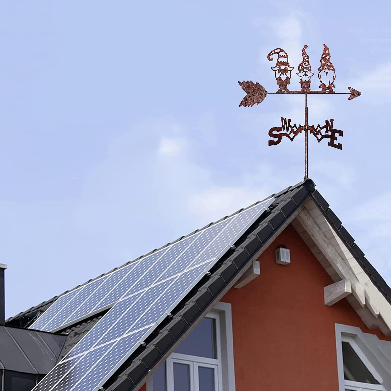Metal Weathervane Garden Stake Weather Vane Professional Measuring Tool Wind Direction Indicator for Outdoor Garden Yard Roof Mount Easy Use (A) image 3