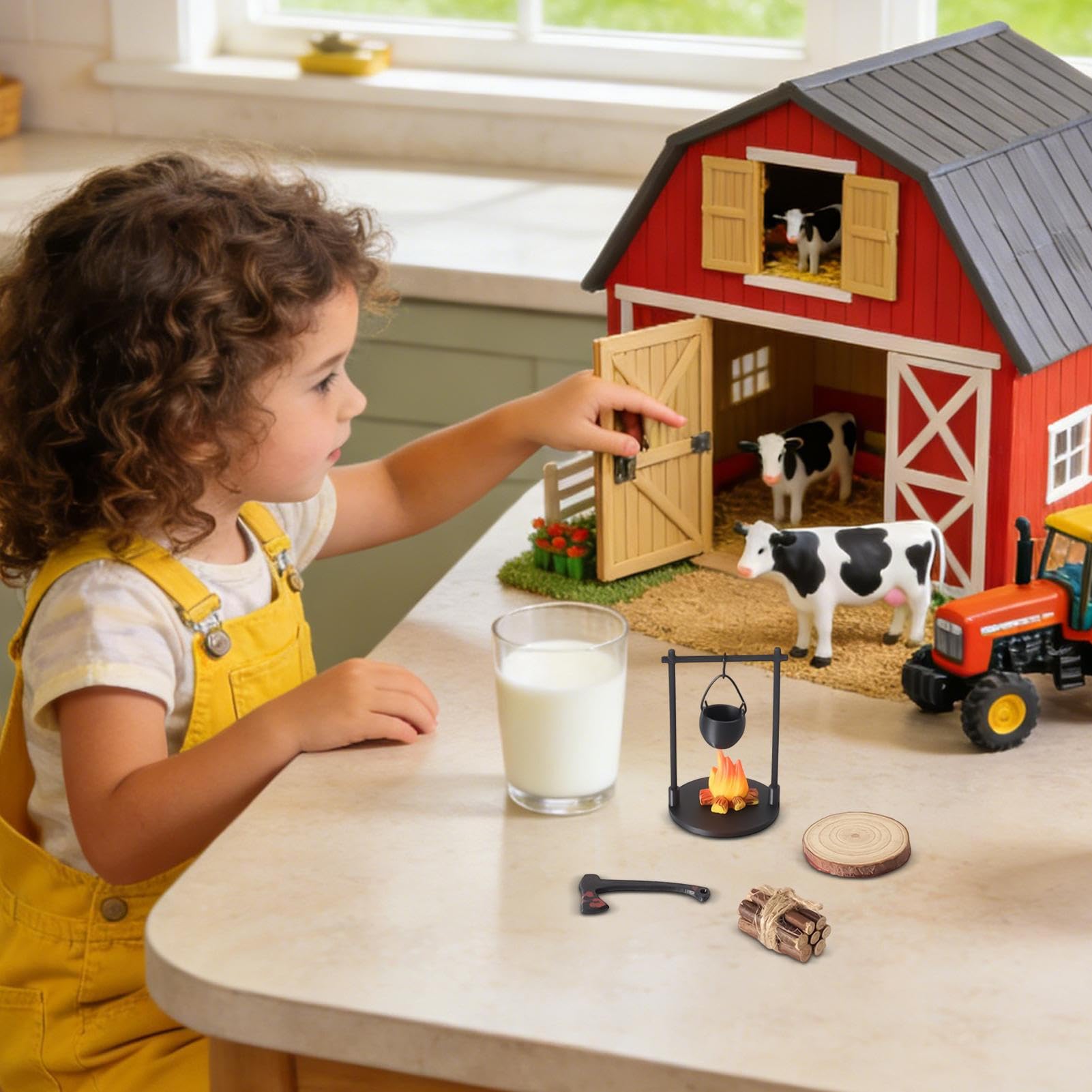 3-delige Set Miniatuur Haardvuur – Van Hout – Voor Poppenhuis, Kerstdorp En Schoolprojecten