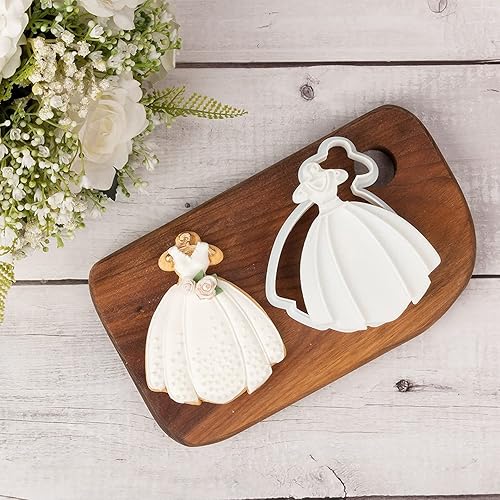 Miniatura 3 de Flycalf Cortadores de galletas de boda con sellos de émbolo, dama de honor, despedida de soltera, vacaciones, accesorios de horneado de ácido