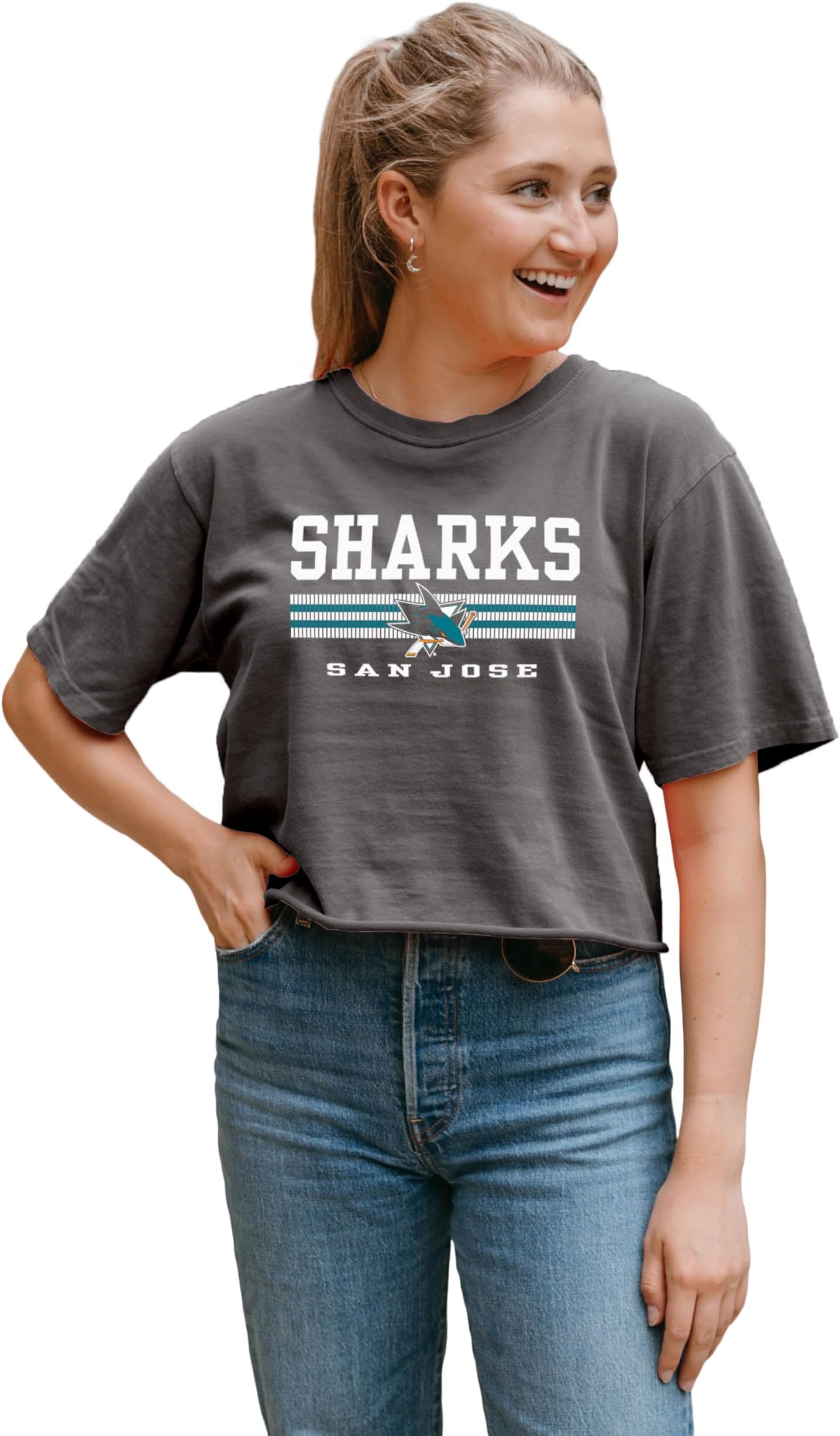 NHL Womens NHL Officially Licensed Women's Crop Top T-Shirt Ringspun Team Color