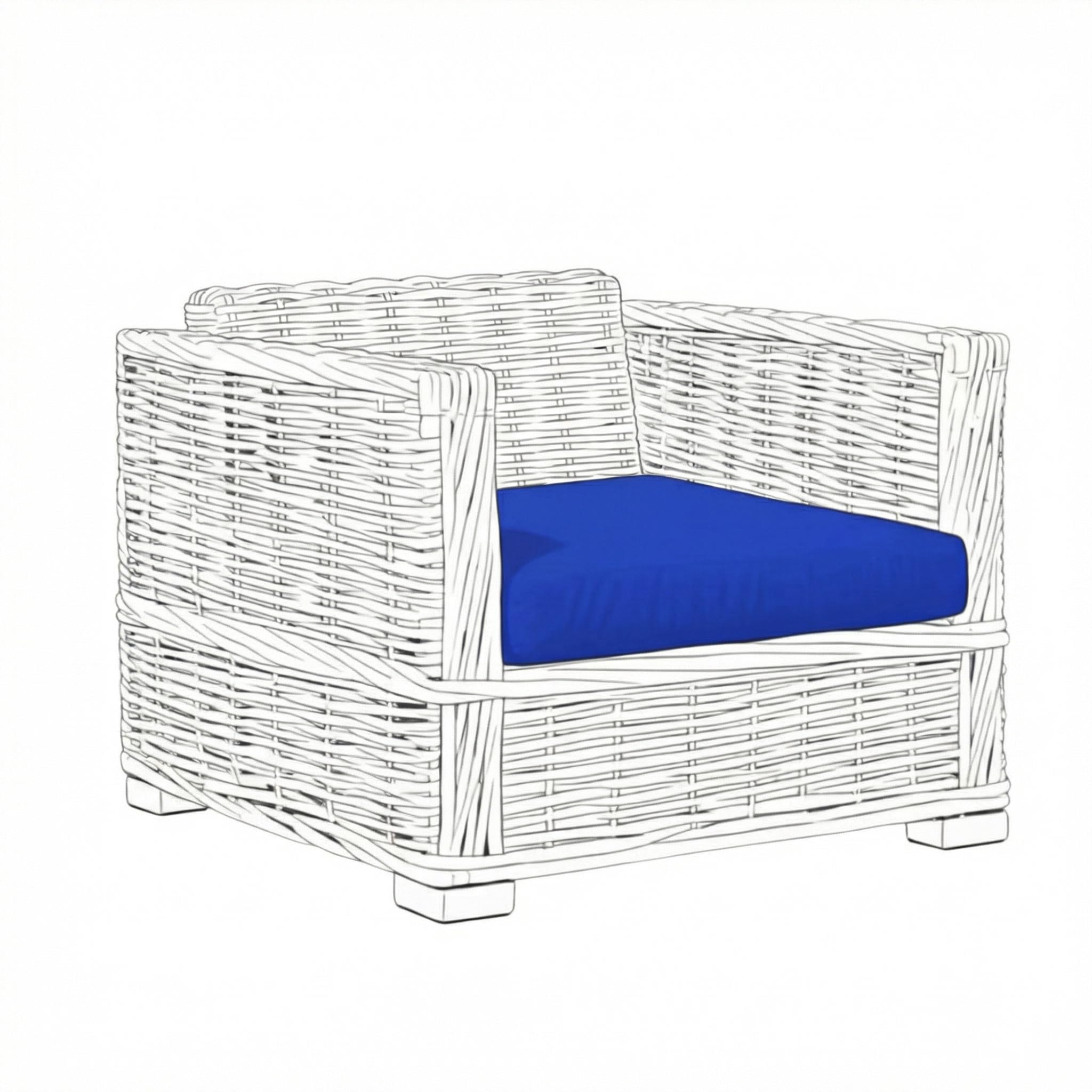 Kosiproducts Replacement Rattan Seat Pads Water Resistant for Outdoor Patio Garden Seating [Royal Blue, Seat Only 75x75x6]