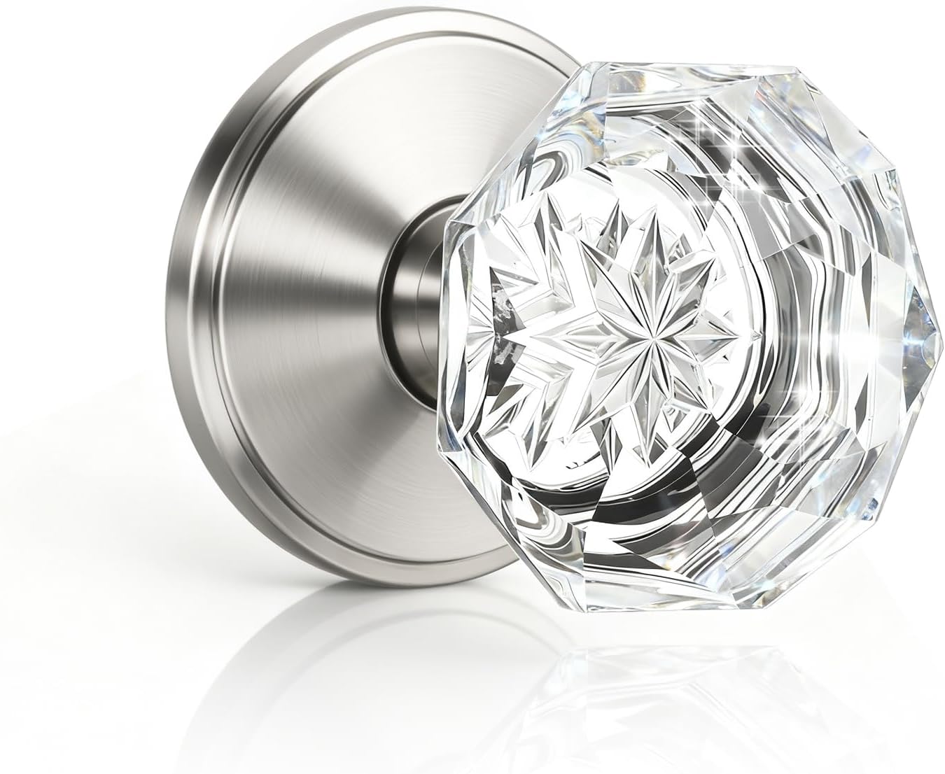 KNOBWELL 1 Pack Crystal Individual Dummy Door Knob, Single Sided Classic Rosette Faceted Crystal Door Knobs, Antique Oil Rubbed Bronze Finish Clear Glass Door Knobs