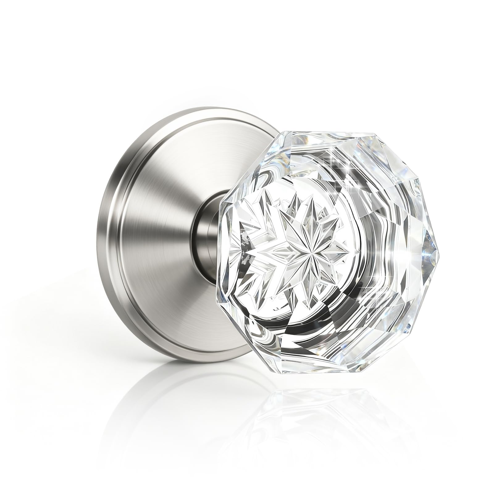 Elegant Clear Glass Door Knobs - Satin Nickel -12