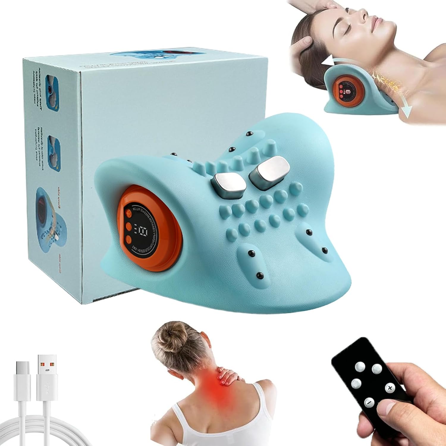 Neck Massager-4D Portable Shoulder Back Massager Pillow, Electric 26°Angle Neck and Shoulder Massager with Heat, Neck Massager for Pain Relief Deep Tissue