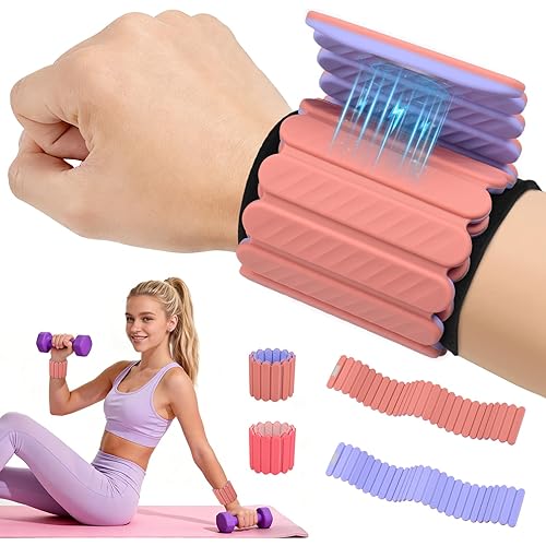 Abahub Wearable Wrist & Ankle Weights Set of 2, Stackable Magnetic Weighted Bracelet for Women, Waterproof Silicone Arm Leg Weights for Home Gym Workout, Yoga & Pilates - Purple and Pink, 4.4LB