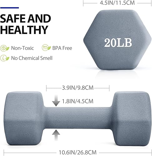Miniatura 4 de TopMade - Juego de mancuernas, 2 libras, 3 libras, 5 libras, 8 libras, 10 libras, 15 libras, 20 libras, juego de pesas de hierro para mano,