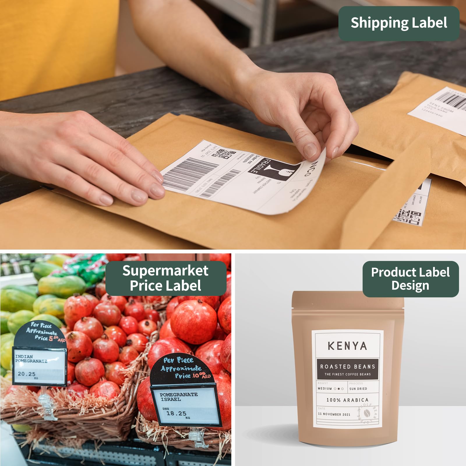 Etiquetas térmicas directas – Etiquetas adhesivas permanentes de 4 x 6 pulgadas compatibles con Zebra, Fargo, Elton, Datamax, Sato, Intermec, NEX 250 etiquetas de envío en blanco (20 rollos)