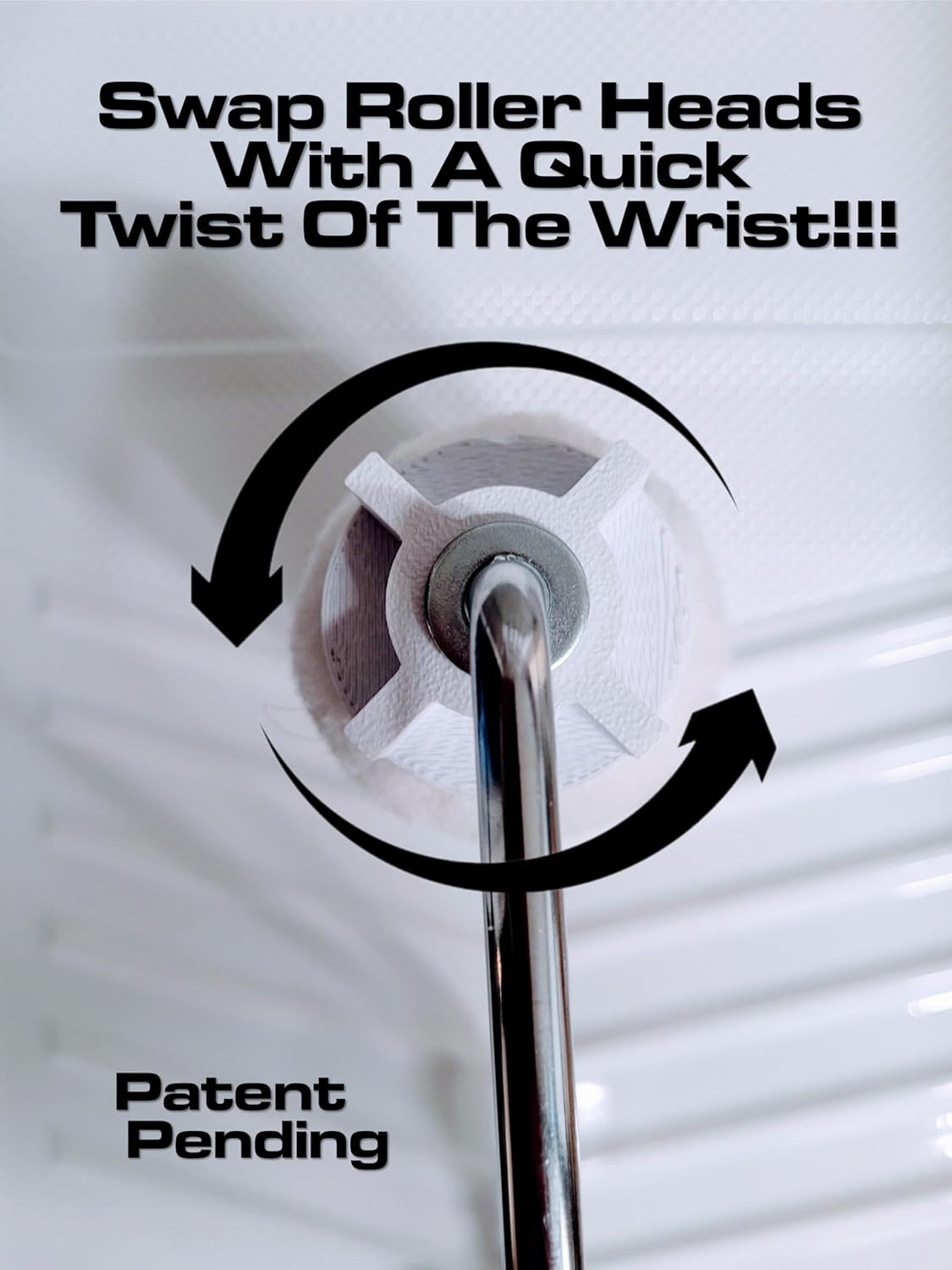 New Innovative All-in-One Quick Change Paint Roller Kit. Wooden Roller Handle, (2) 4" Roller Covers, (3) 9" Roller Covers. Blue/White Rubber Paint Roller Handle