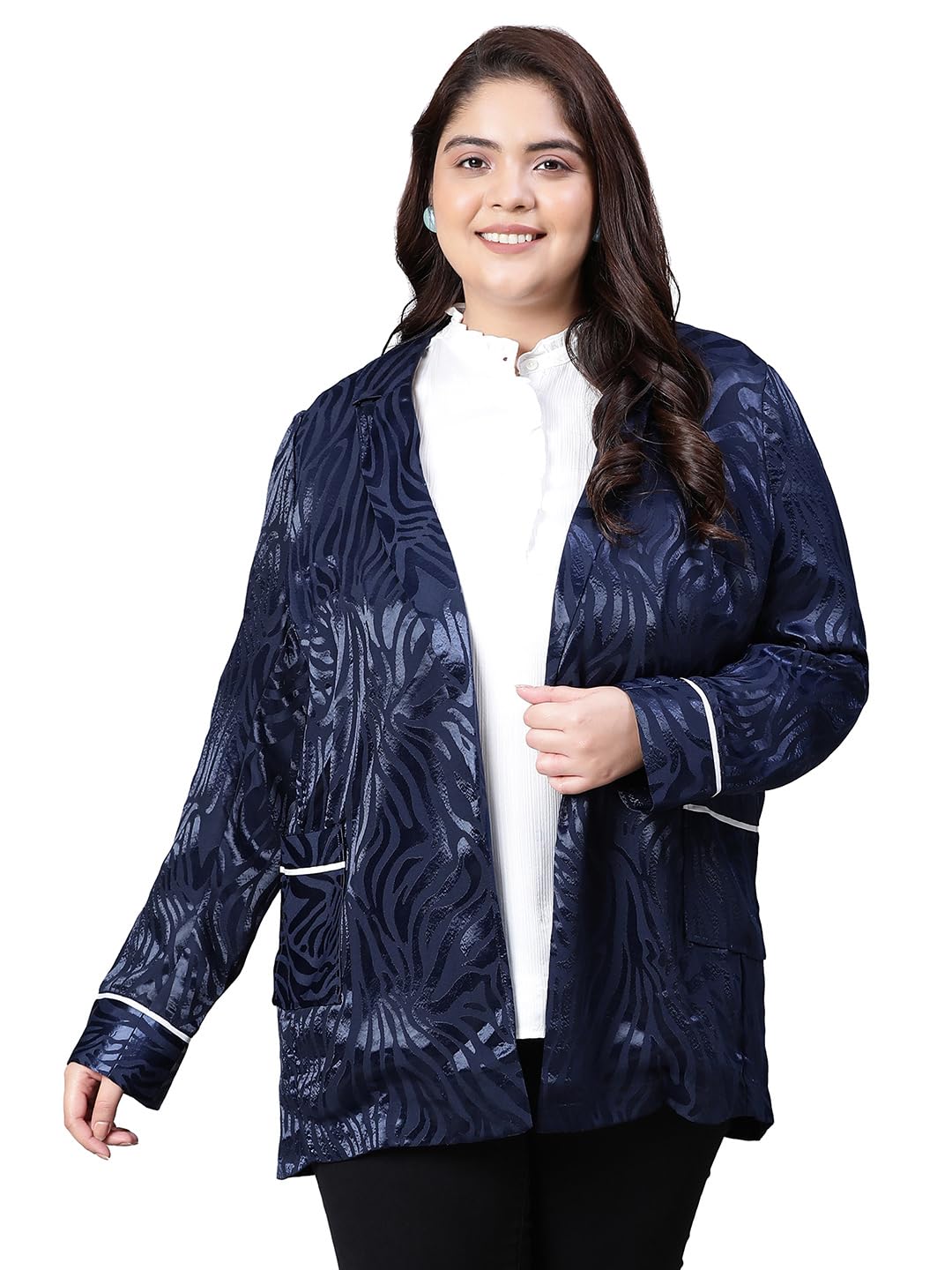 Bright Open-Regular Collar Floral Print Plus Size Blazer Jacket-image-16