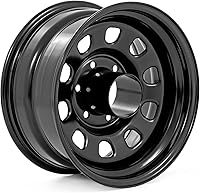 Rough Country 17x9 Black Steel D-Window Wheel | 6x5.5 Bolt, 12mm Offset, 4.25" Bore | Heavy-Duty Off-Road Rims for Trucks & Jeeps