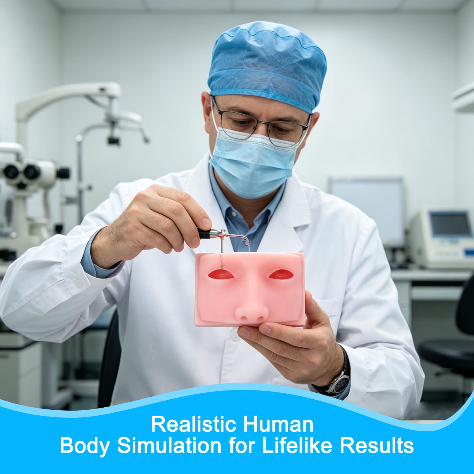 Maniquí oftalmológico de entrenamiento, modelo de cabeza para prácticas de cirugía ocular en laboratorio húmedo, simulador médico profesional de silicona para la formación en cirugía ocular en cerdos