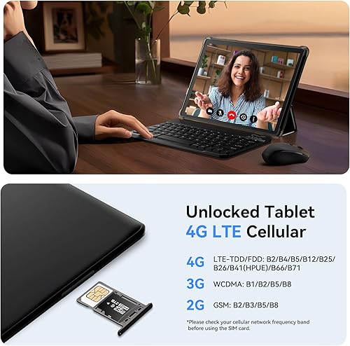 Miniatura 3 de Topsand Tablet Android de 10 pulgadas, tableta Android 15 con teclado, mouse, 4G LTE celular, pantalla IPS, procesador MediaTek Octa Core,