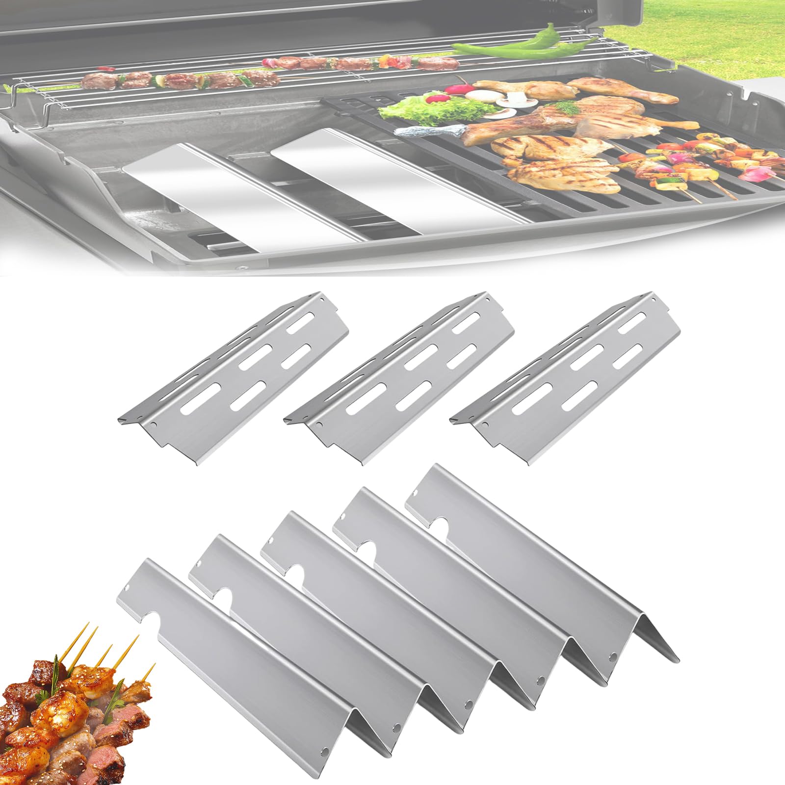 Flavorizer Bars y Deflectores de Calor para W-e-b-e-r Genesis II/LX 300 Serie, Placas Calefactoras de Piezas de Repuesto para Genesis II LX E/S-340 E-310 E-315 E-335 E-330 S-335