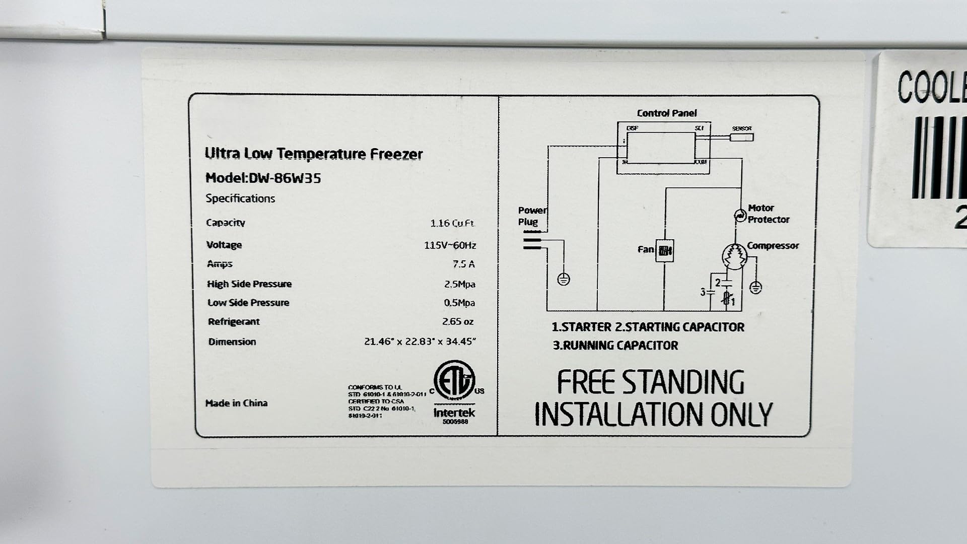 Commercial 35 Lab Chest Freezer Ultra-Low DW-86W35 ETL on Fridge.com