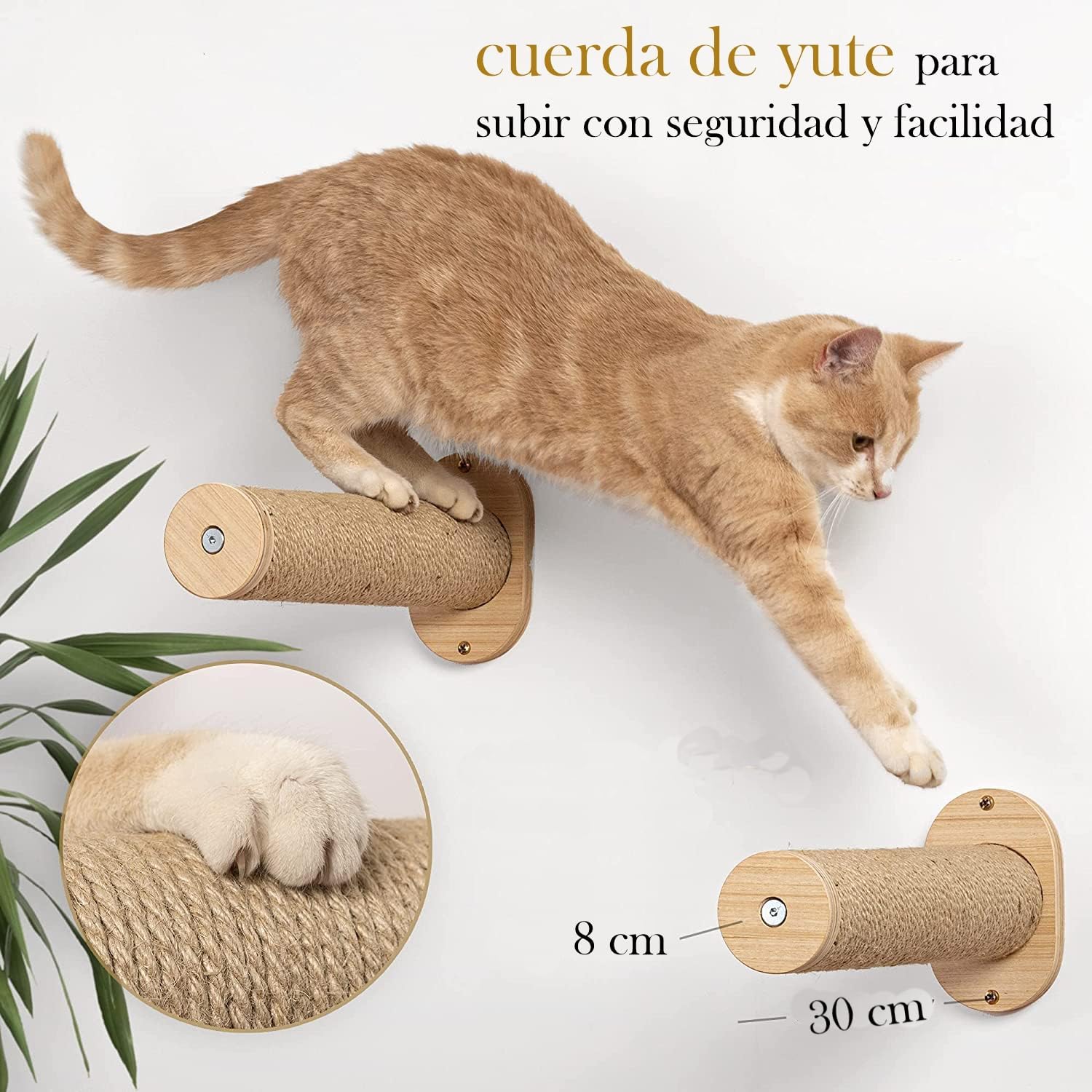 Hamaca Gato Cama Pared Colgante Regalo Gatuno Escalera Accesorios Gatos Escalera Madera Sisal Madera Natural Cuerda y algodón Pared Escalada