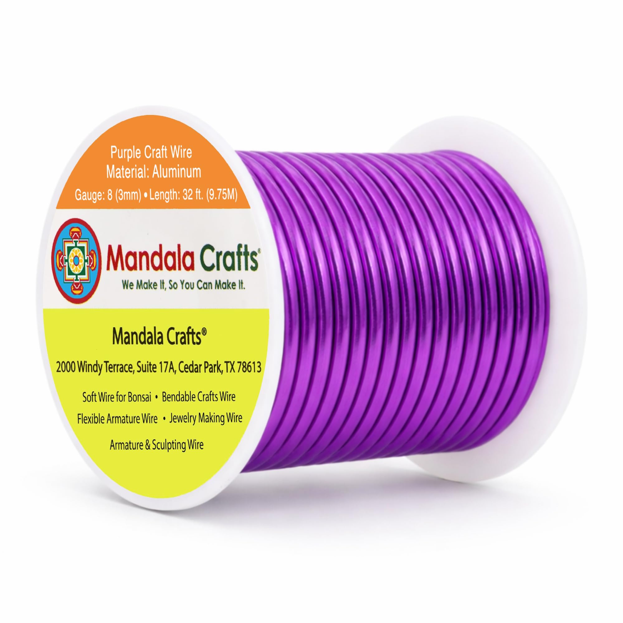 Mandala Crafts 8 Gauge Purple Anodized Aluminum Craft Wire, 32 FT