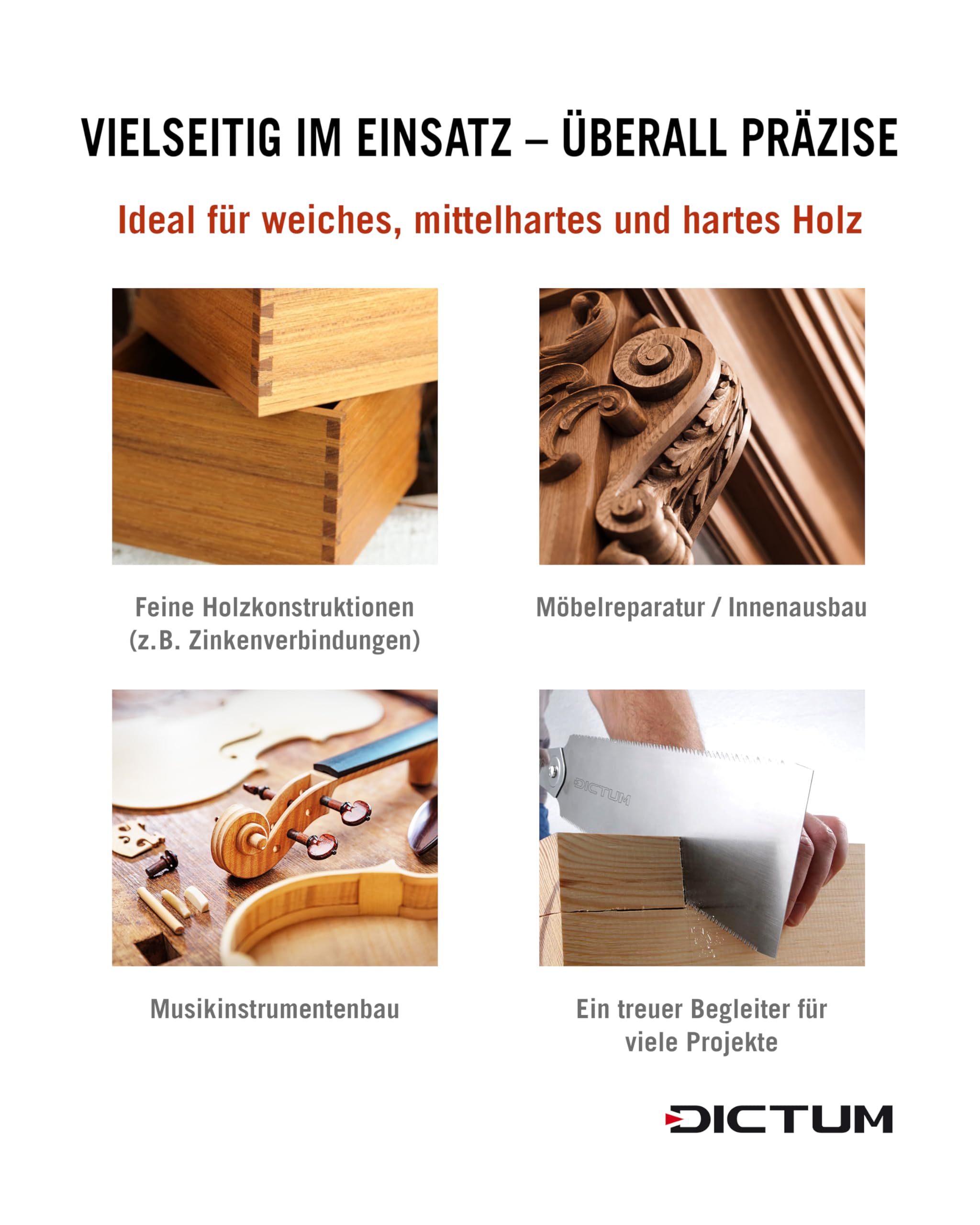 DICTUM Japansäge Ryoba Compact 180 mm – Original Zugsäge für Möbelholz & trockenes Holz