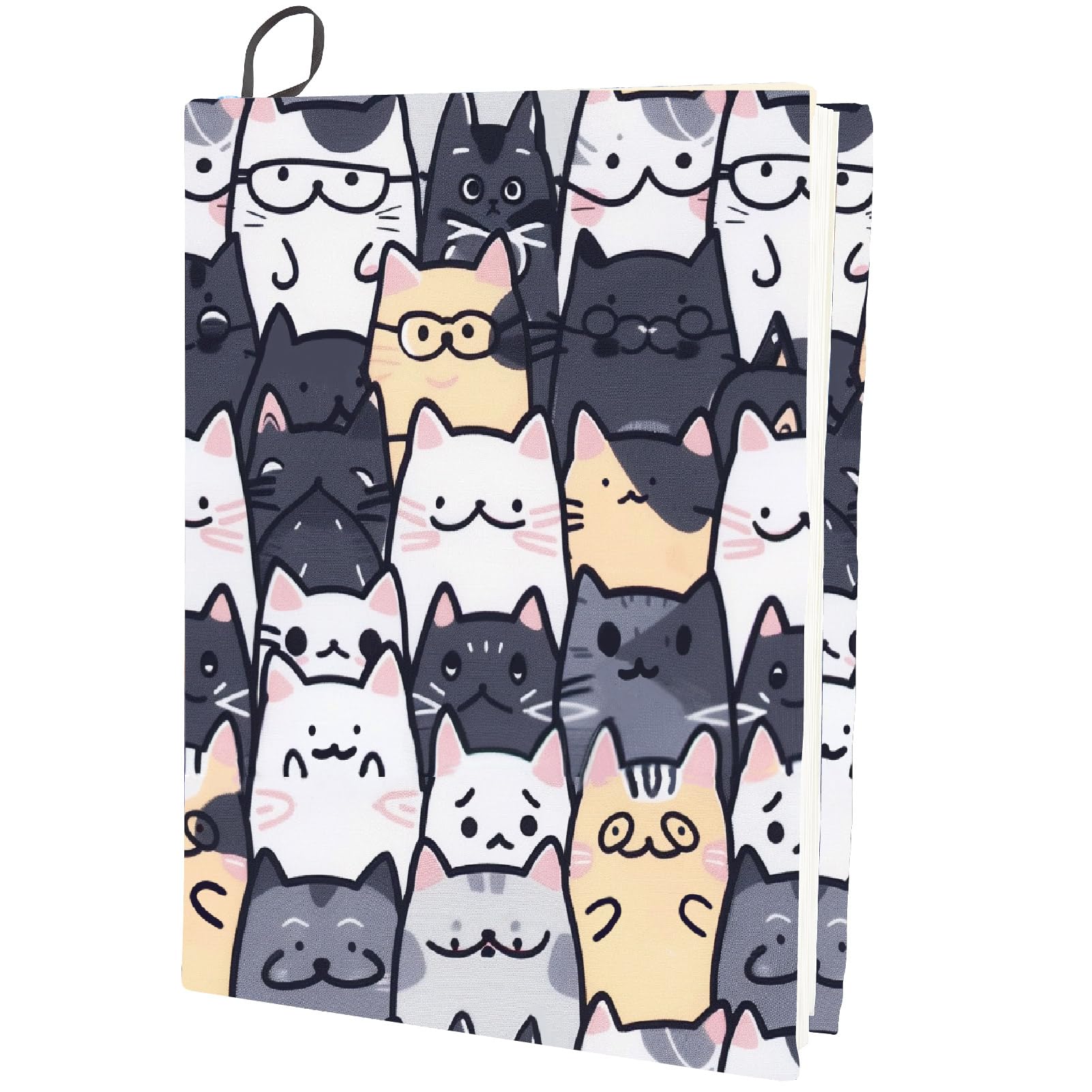 CRASPIRE Copertina per Libri Elasticizzata a Forma di Gatto Lavabile Riutilizzabile Grande in Nylon per Quaderni 9 x 11 Pollice