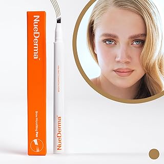 NueDerma Brow Microfilling Pen - Waterproof Eyebrow Makeup, Smudge-proof and Long lasting Microblade Brow Tattoo Pen (Light Brown)