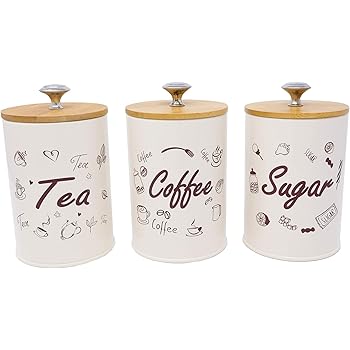 beige tea coffee sugar canisters