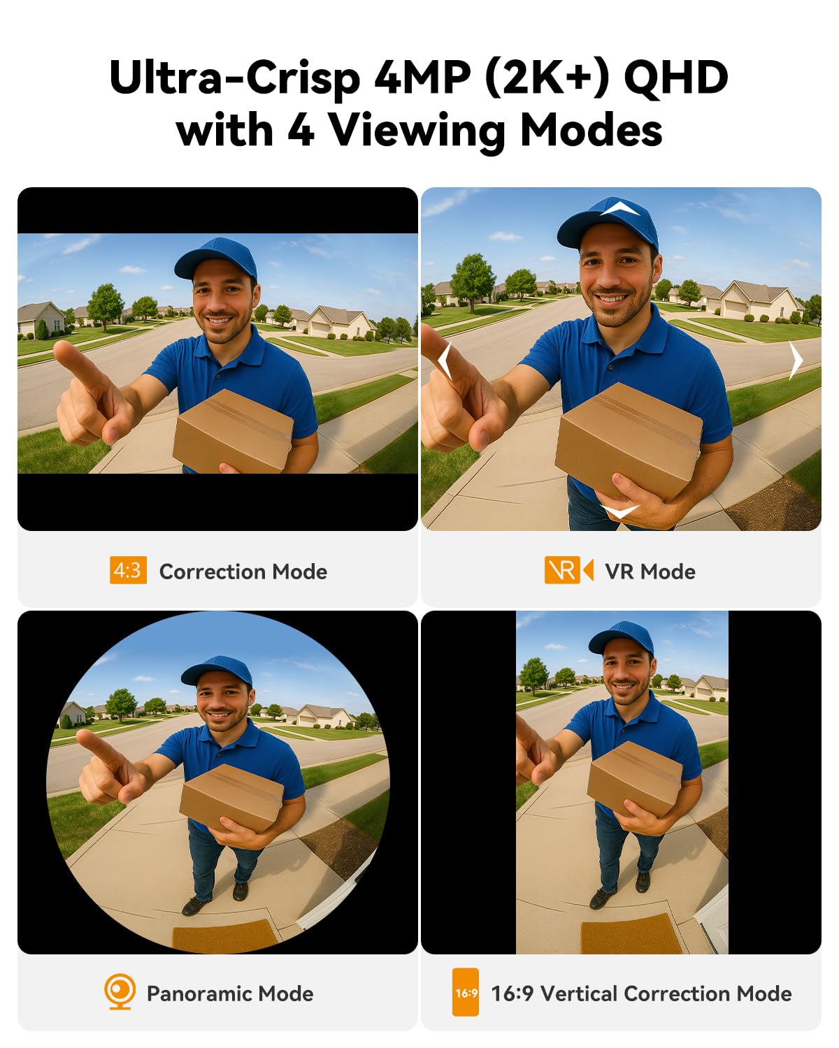 Imou Zestaw panoramiczny dzwonek do drzwi DB3, wideo dzwonek do drzwi 2K+ WiFi z dzwonkiem do drzwi, widoczność w nocy 4 MP, 5 m, wykrywanie pakietów AI, powiadomienie o aplikacji, widok panoramiczny