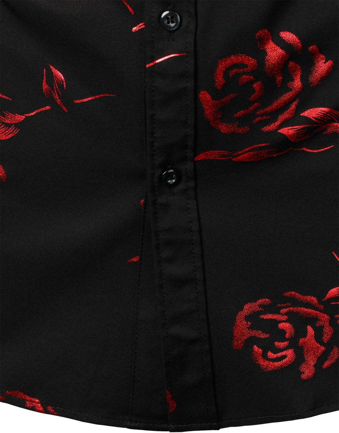 ZEROYAA Mens Hipster Gold Rose Printed Slim Fit Short Sleeve Button Down Dress Shirts - Image 5