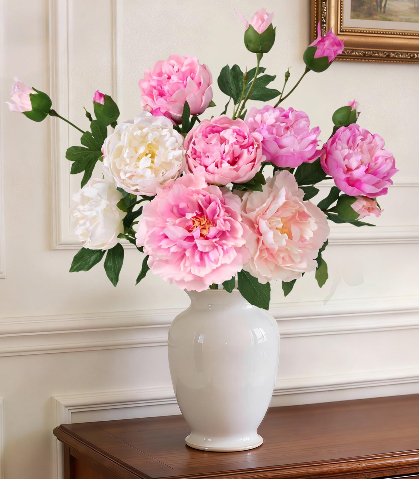 Photo 1 of Yastouay 5 Bouquets Artificial Peonies - Mixed Pink