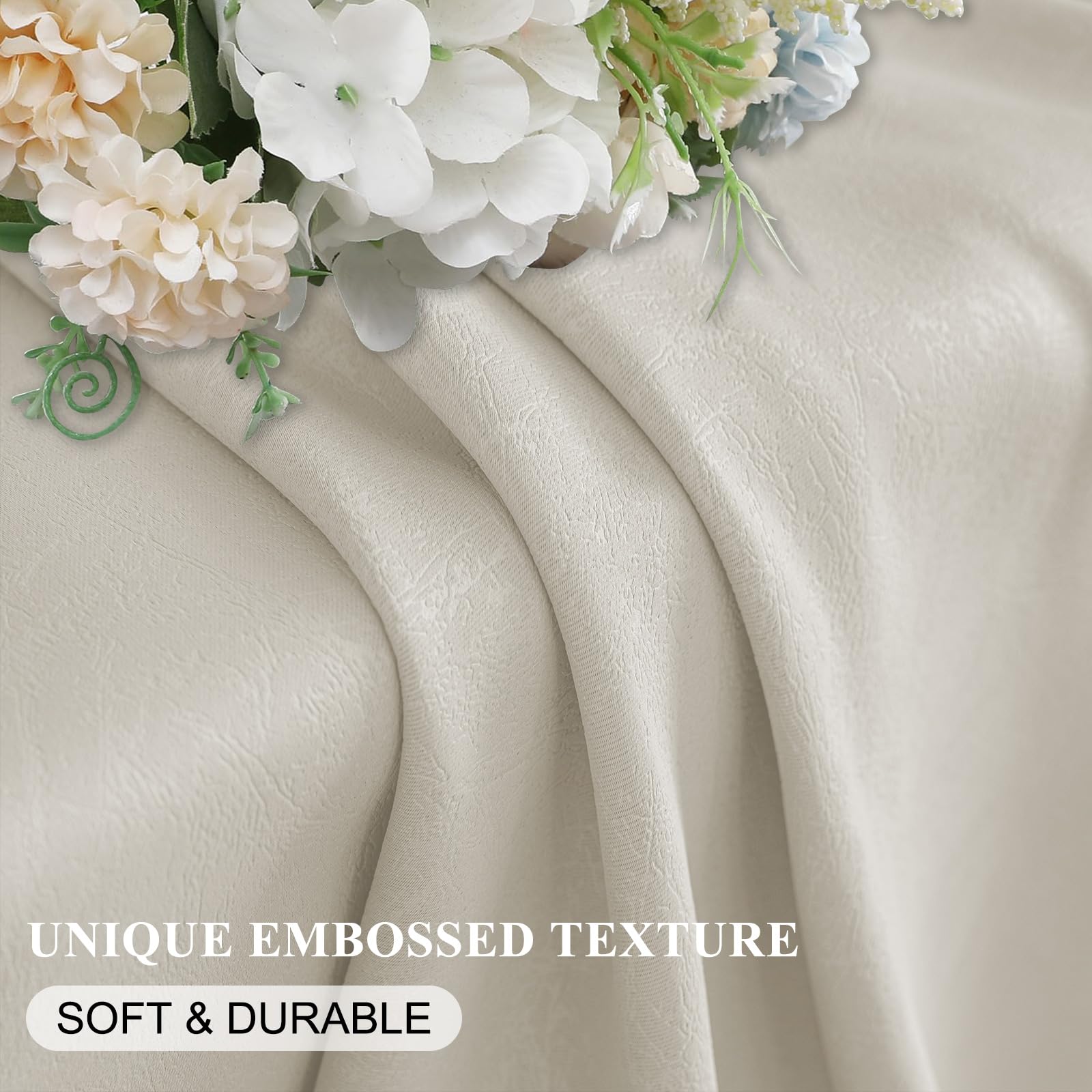 Ystyle Tende Oscuranti 2 Pezzi Beige 140x280 Cm - Con Anelli - Termiche E Isolanti Per Camera Da Letto E Soggiorno - Impermeabili E Antimuffa