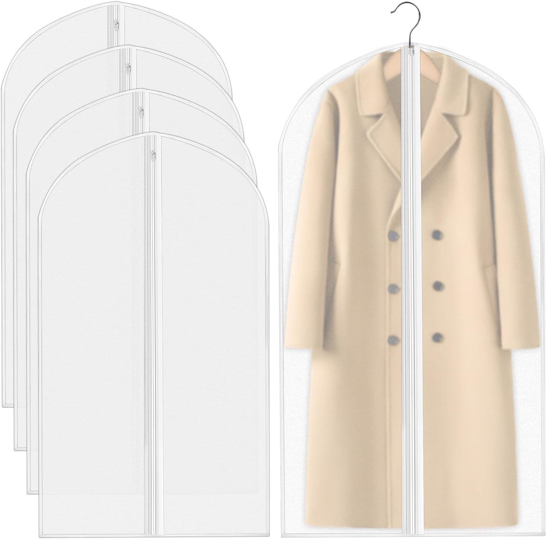 Long Garment Bags Covers, Waterproof Dustproof Dress Bags for Women, Full Length Suit Covers for Hanging Clothes, Wedding Dress Bags, 60x120cm for Suits, Coats, and Gowns