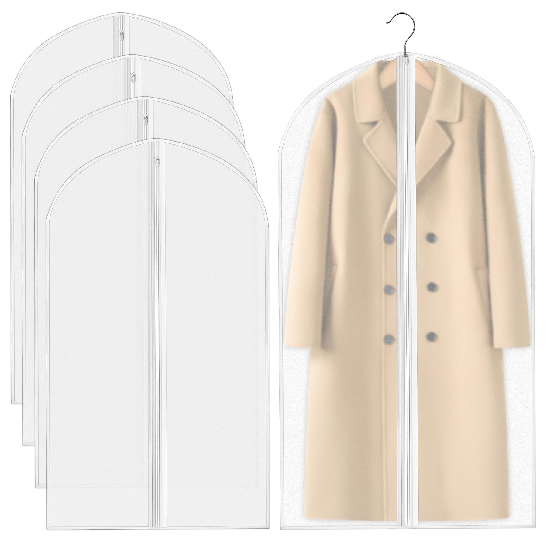 Long Garment Bags Covers, Waterproof Dustproof Dress Bags for Women, Full Length Suit Covers for Hanging Clothes, Wedding Dress Bags, 60x120cm for Suits, Coats, and Gowns