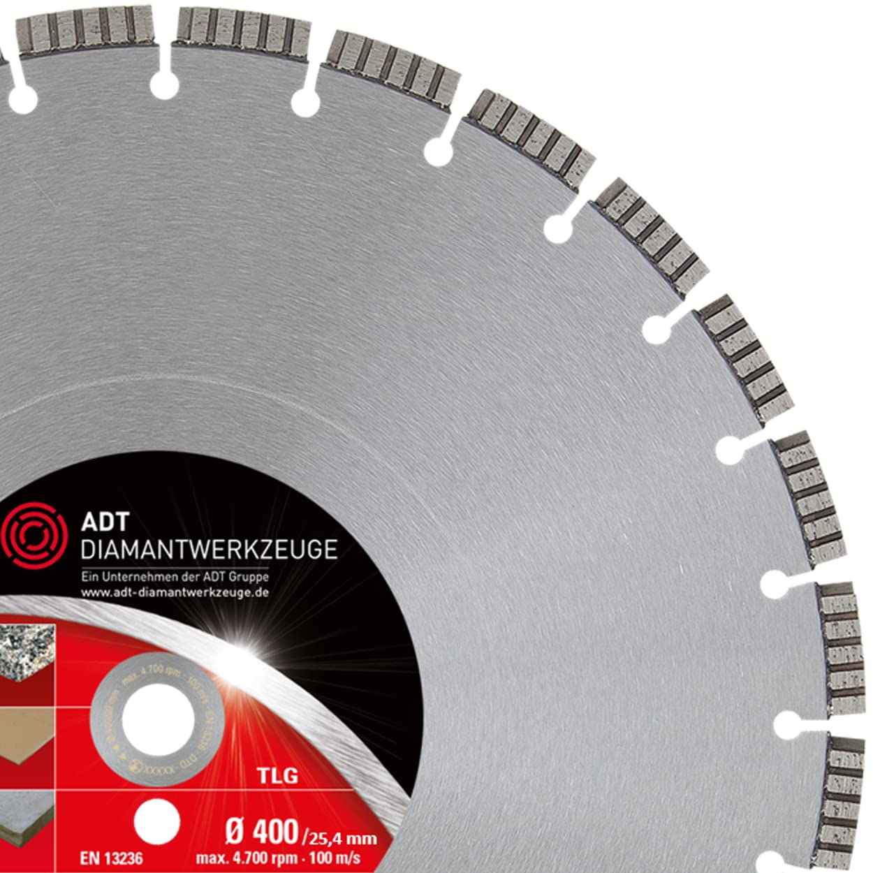 Diamante Piezas Premium/Laser Soldado/diámetro 400 mm/orificio de 25,4 mm)