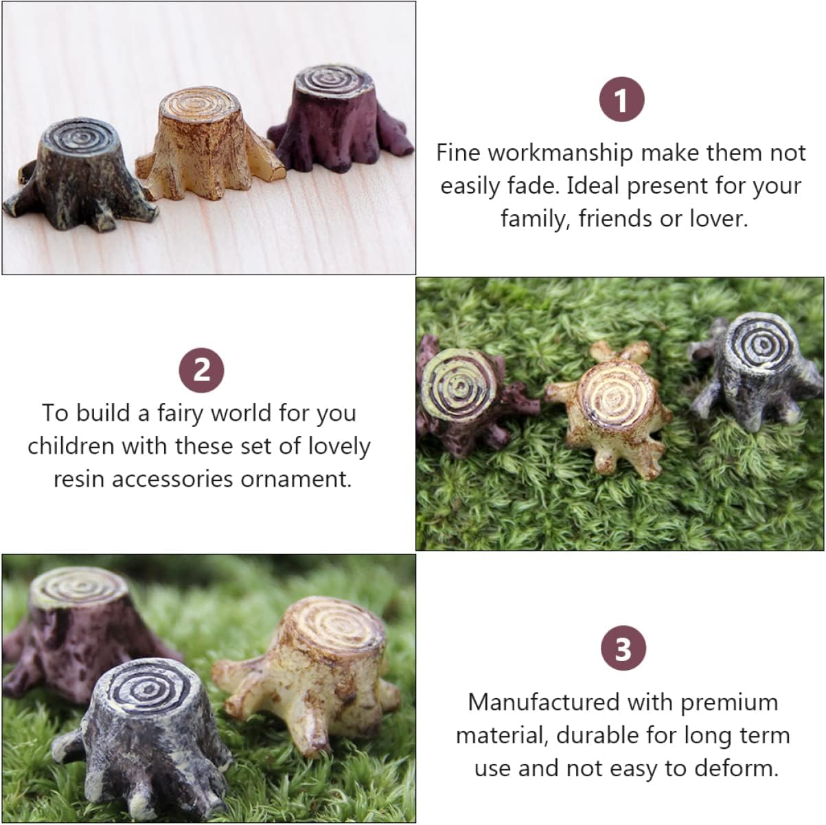 PAREKS 36 Pcs Small Stump Stool Miniature Furniture Rustic Furniture Terrarium Moss Bench Mini Garden Figurines Terrarium Resin Mini Figurines Root Stump Decoration Miniature Tree Stump/2385