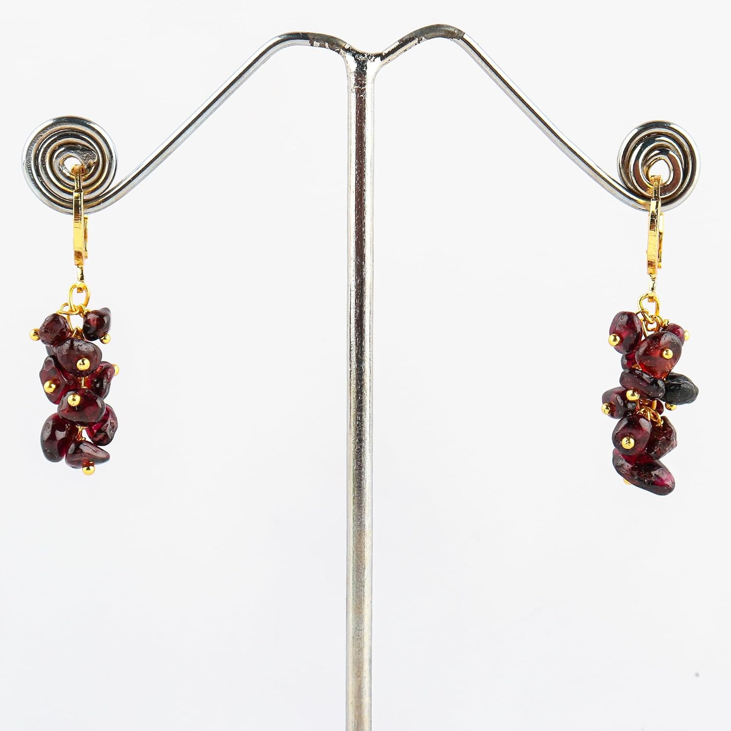 Natural Gemstone Chip Hoop Earrings for Women - Gold Plated Handmade Dangle Earrings - Healing Crystal Jewelry - Image 4