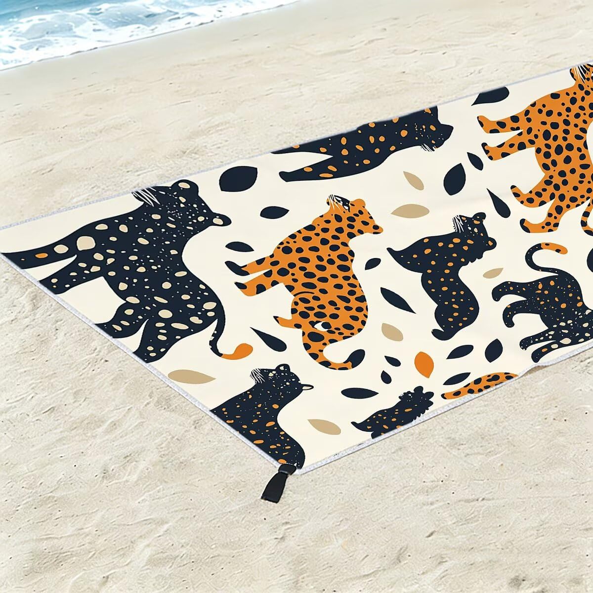 Telo Mare Microfibra, Telo Mare Grande 90x200cm 2 Pezzi, Asciugamano Palestra Donna Asciugatura Rapida, Antisabbia Asciugamano Microfibra, Leggero Asciugamani Palestra per Regalo (Leopardo) -4346