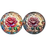 OFRKE 2-Piece Diamond Painting Kits for Adults，5D DIY Full Drill Round Art Gems Rose Flower Art Perfect for Home Wall Deco Diamond 12