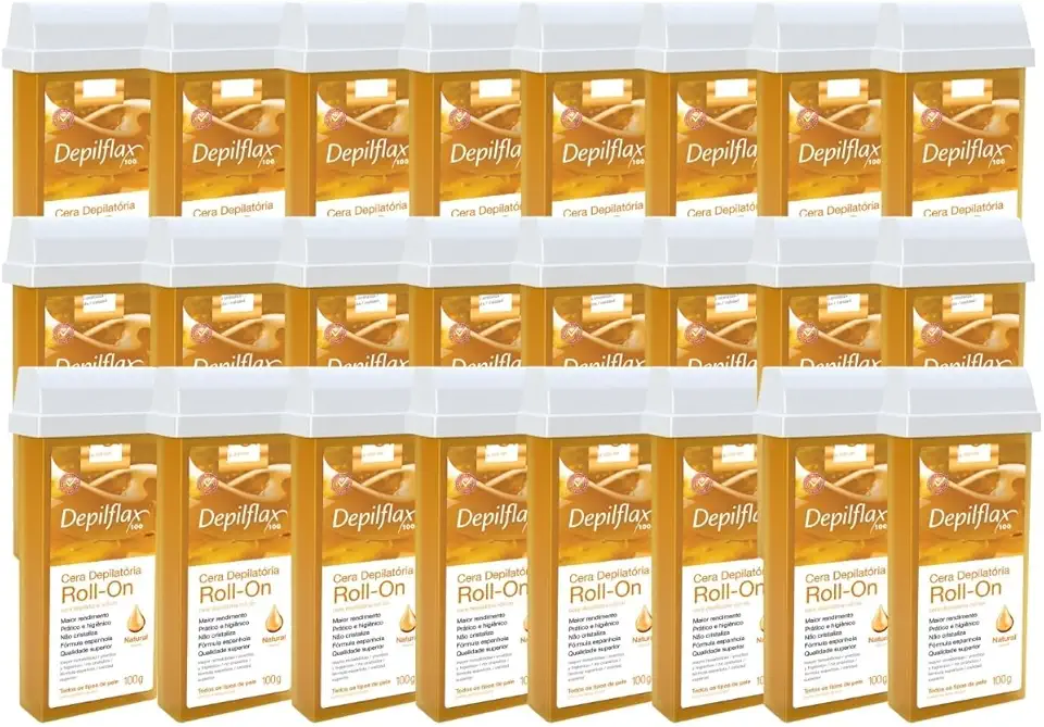 Kit Depilflax 24 Refil Cera Depilatoria Corporal Profissional Depilação Roll On Natural 100g