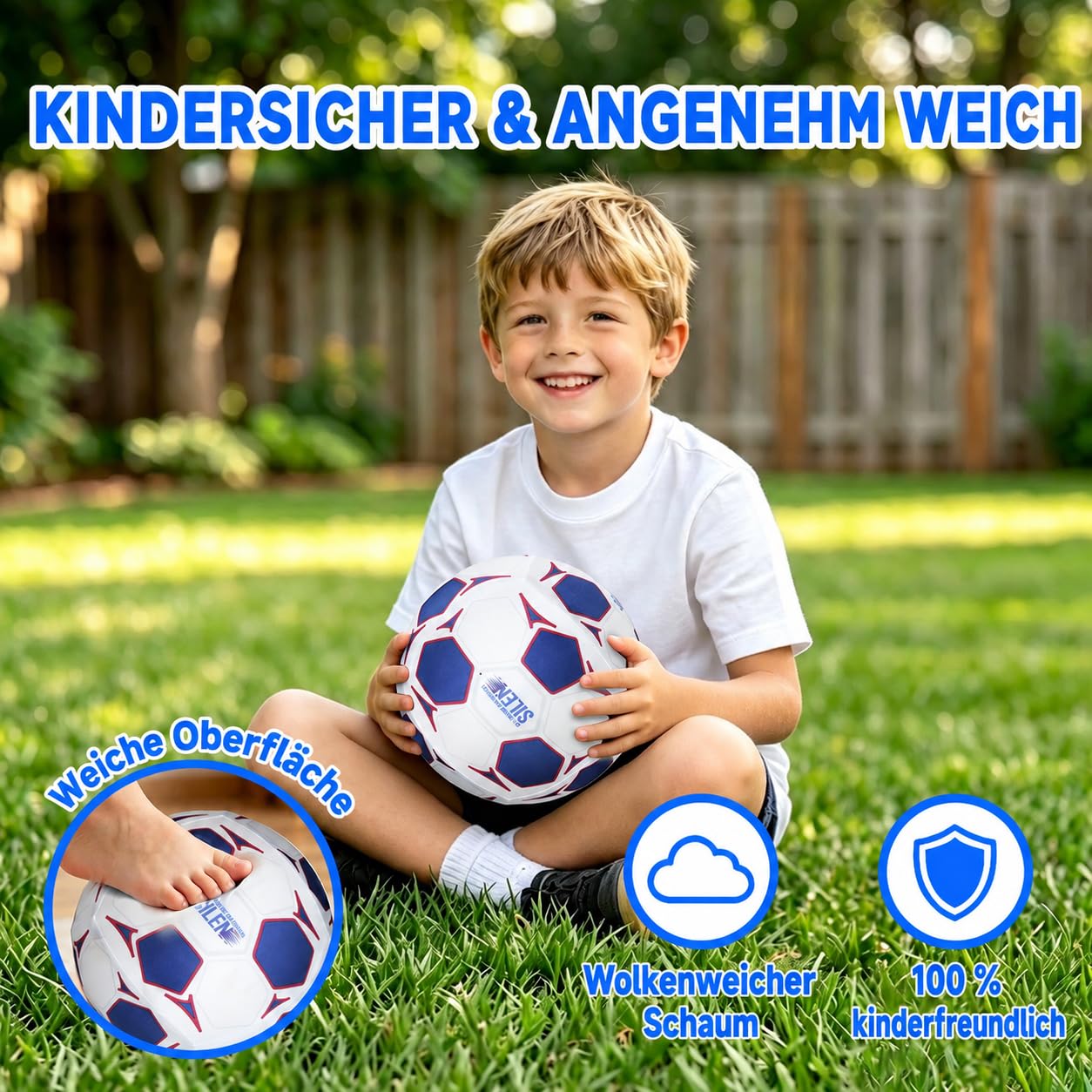 Indoor Football Training Ball Größe 5 - Der House Ball – Weicher Schaumfußball für Indoor-Training, Luftloser Indoor-Ball für Kinder und Erwachsene, Geschenk für Fußballfans Jungen 8–12 & Mädchen