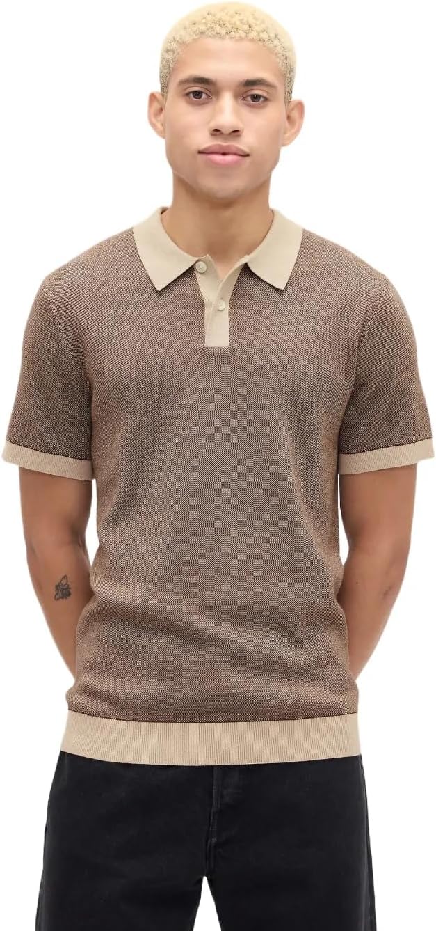GAP Men's Shortsleeve Birdseye Polo Sweater