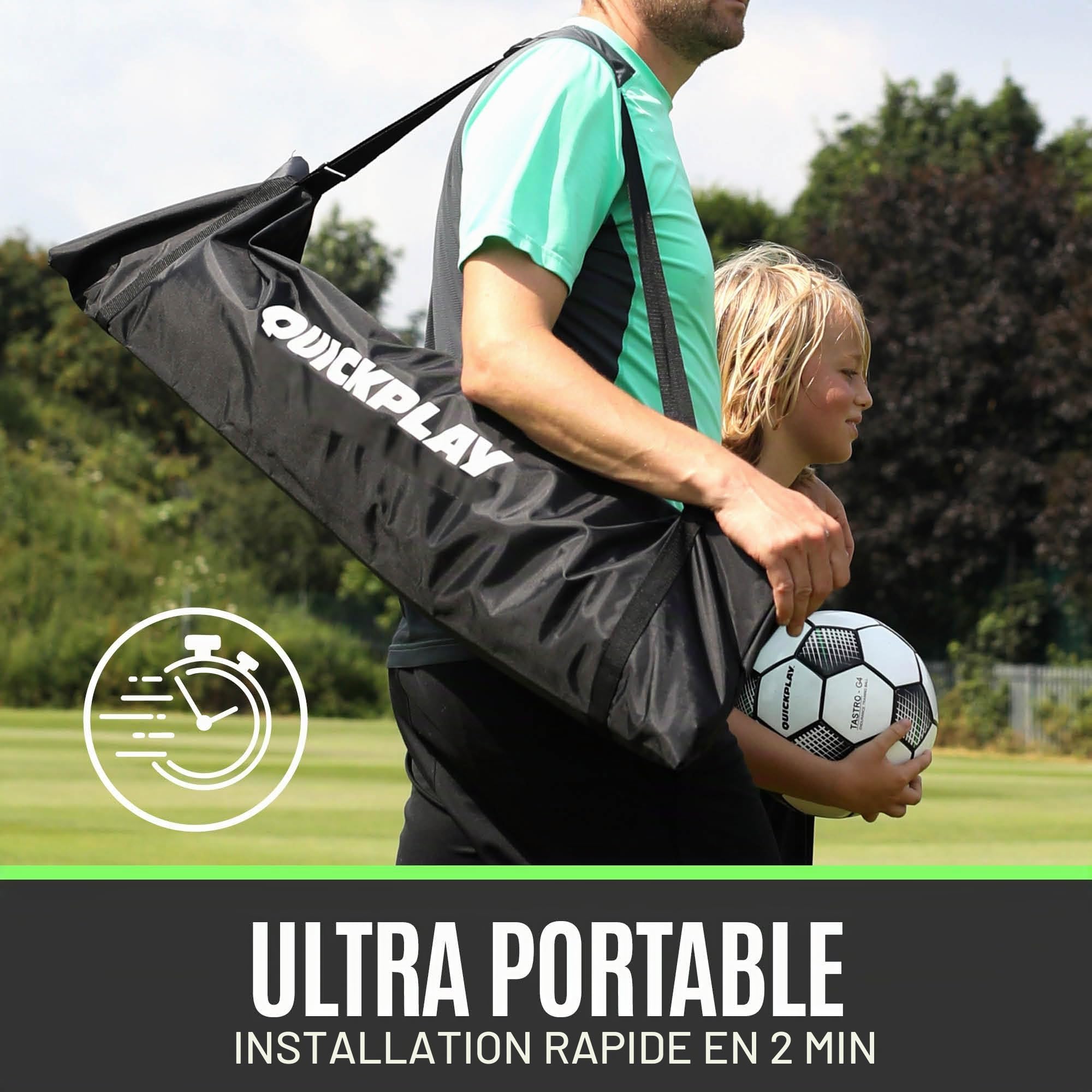 QUICKPLAY Tekkers Trainer Filet de Rebond Football Portable, Double Filet à Rebond, Entraînement Football