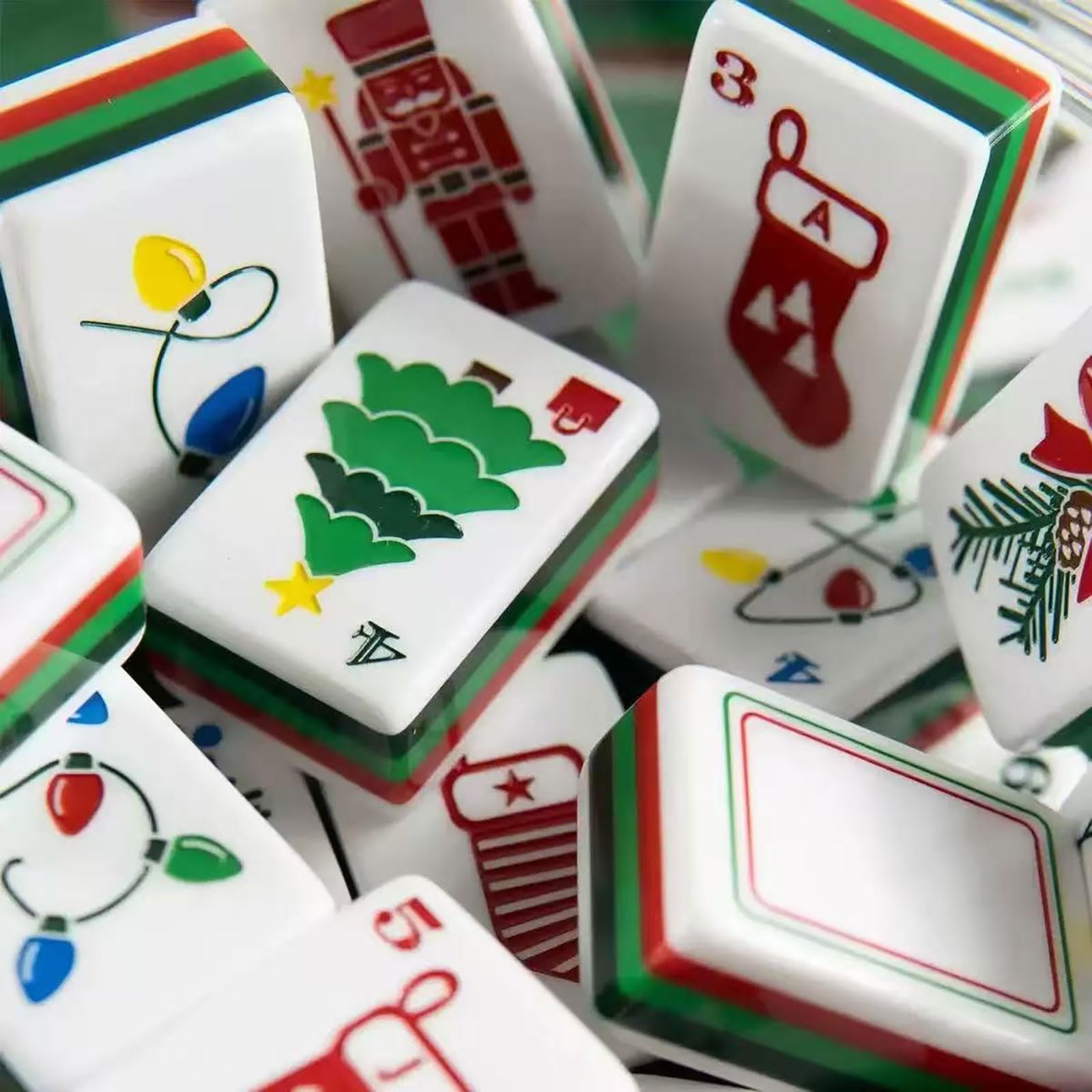 Set di 160 tessere Mahjong natalizie, Mahjong in acrilico a 4 strati