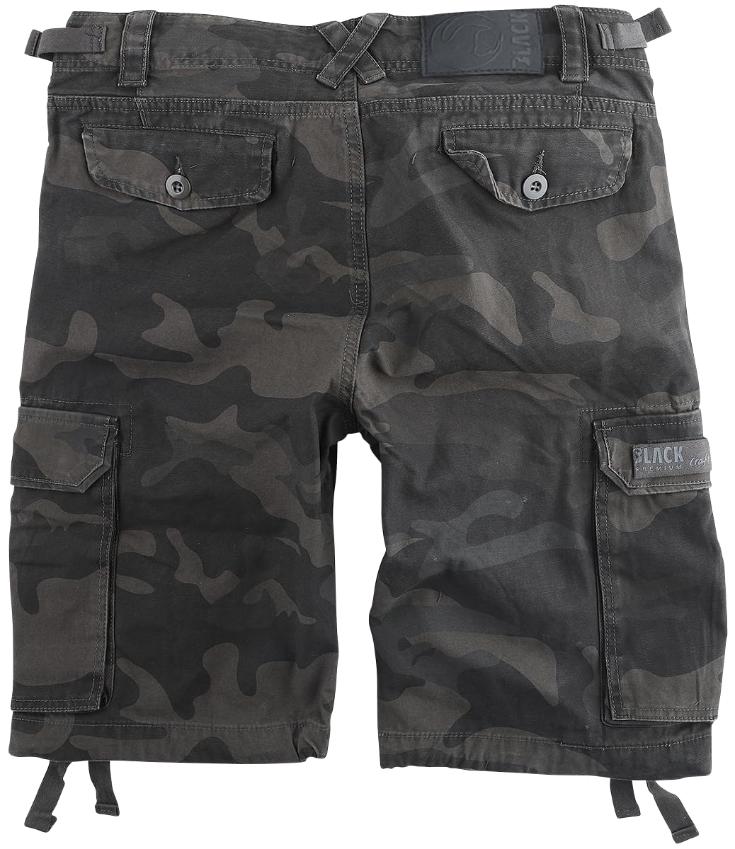 Black Premium by EMP Hombre Pantalón Corto Negro con Grandes Bolsillos
