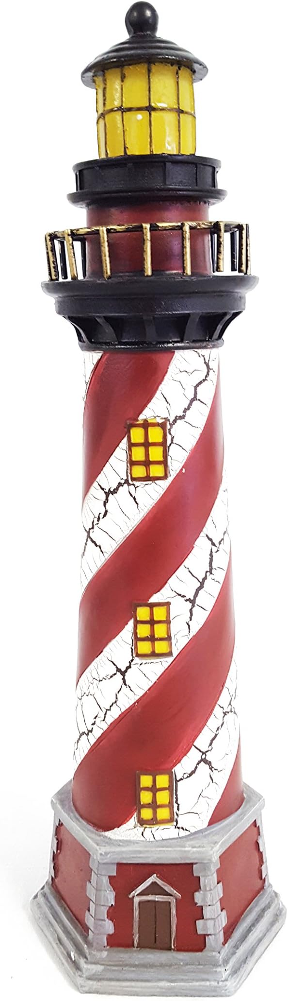 Red & White Resin Lighthouse with Light